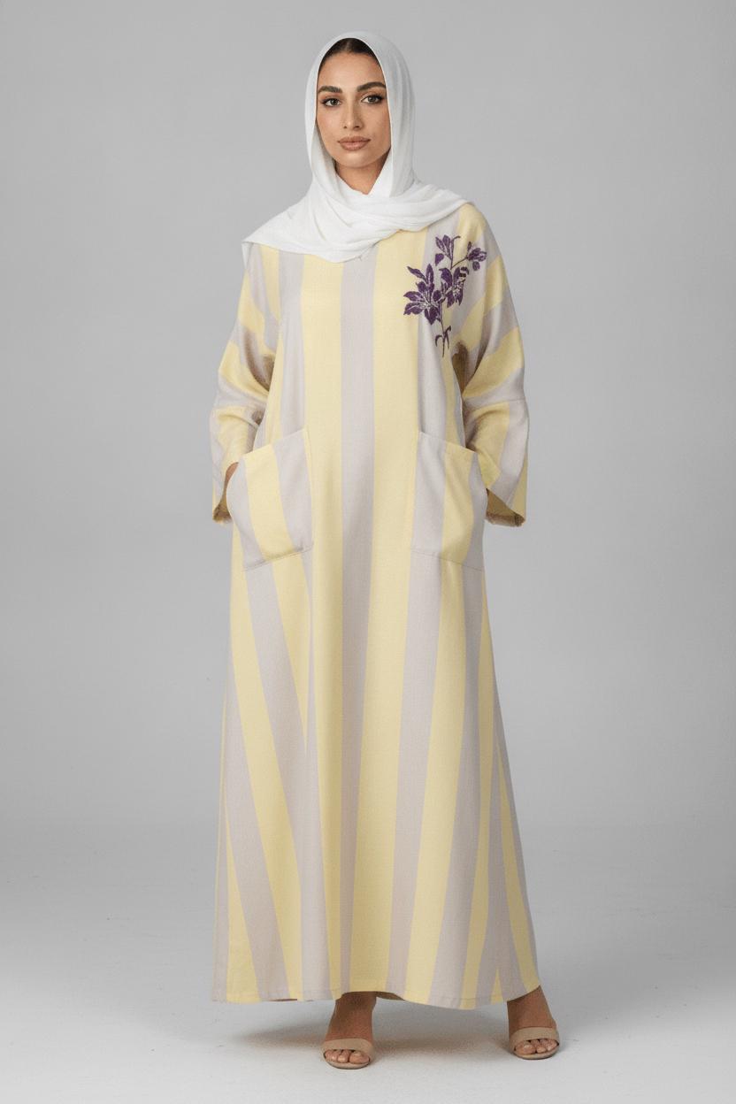 Lavender Stripe Kaftan Dress