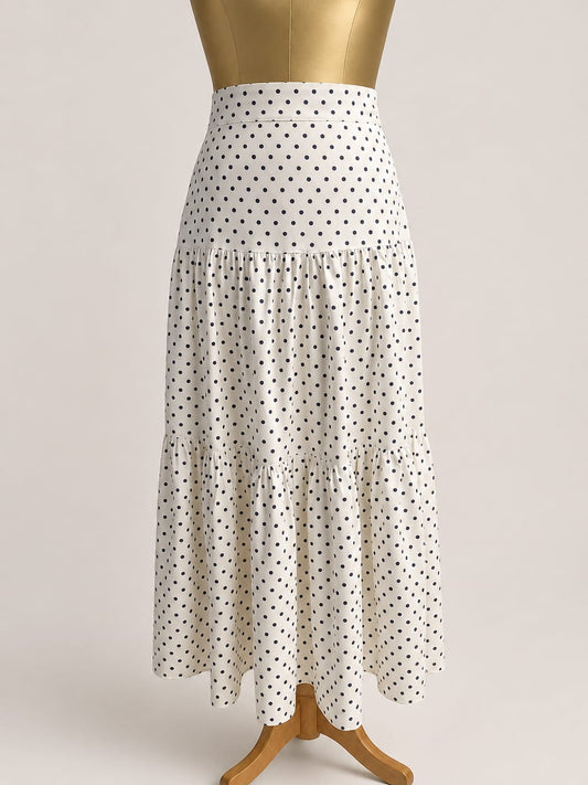 Classic Polka Dot Tiered Maxi Skirt