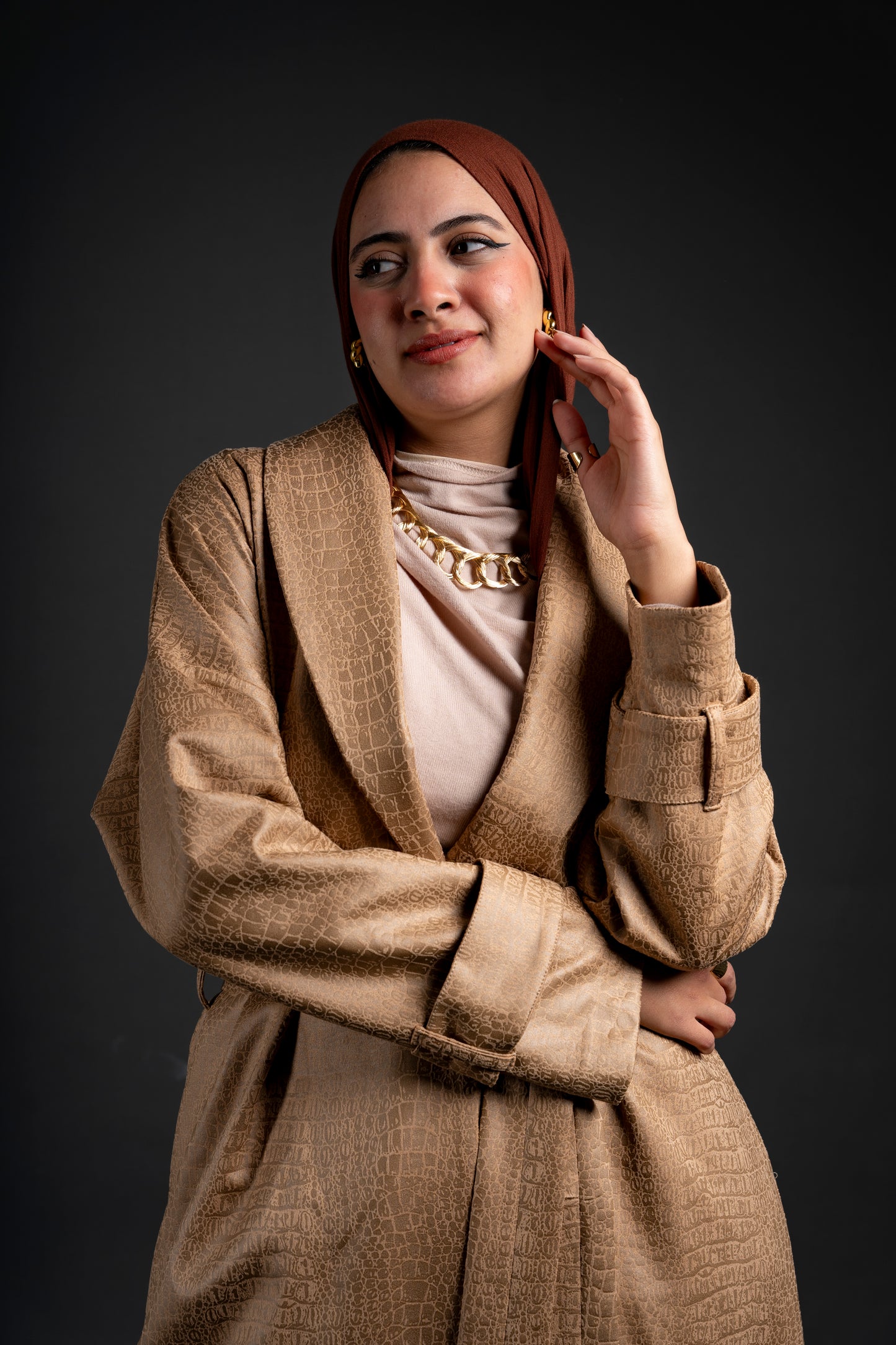 Suede light coat in dark biege