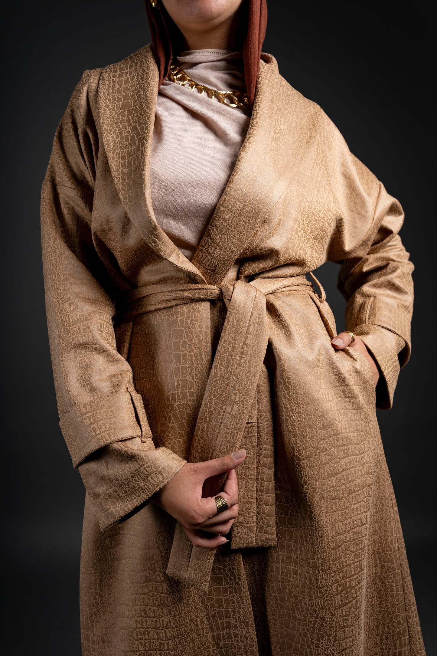 Suede light coat in dark biege