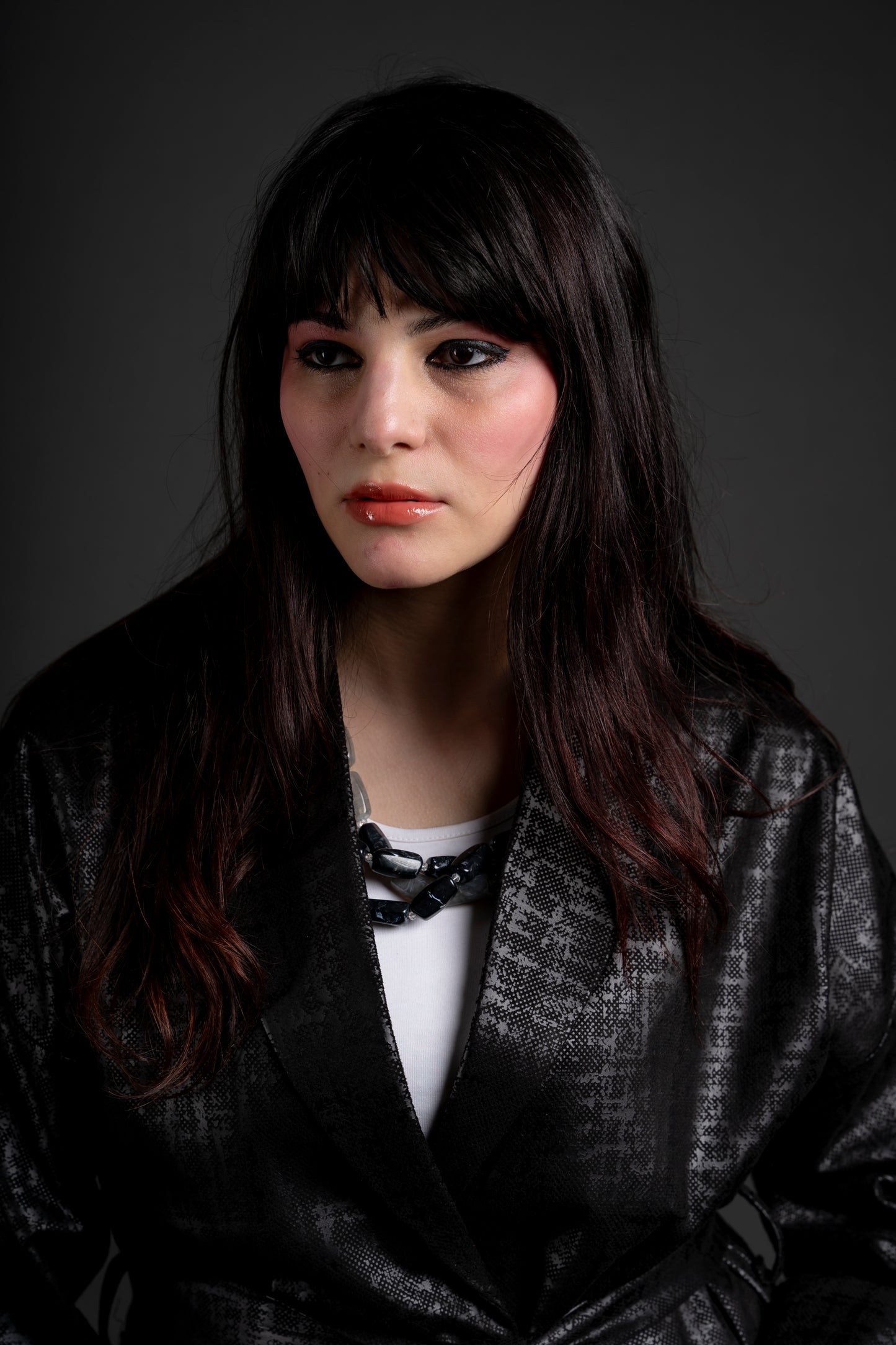 Suede light coat in black