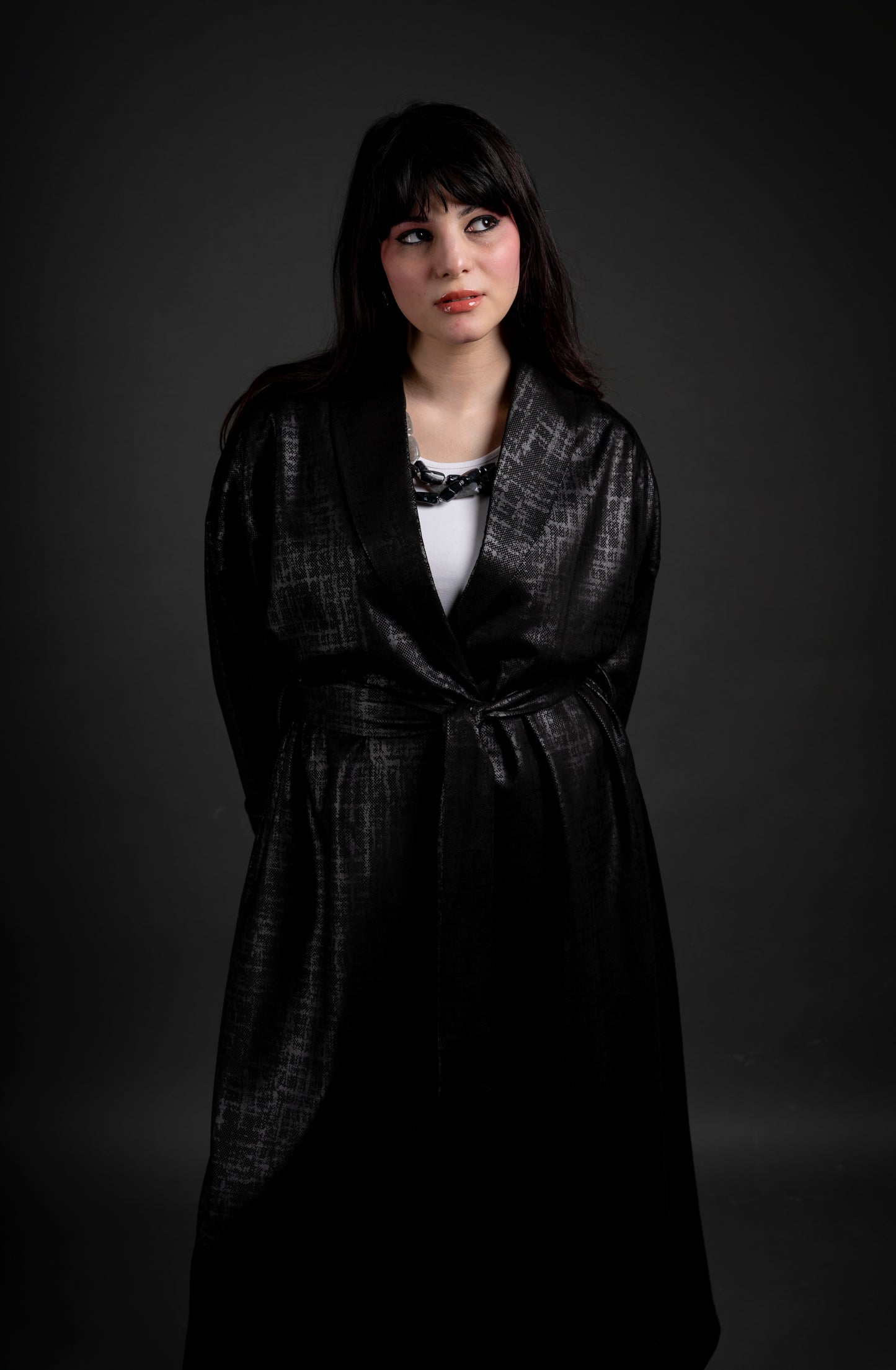 Suede light coat in black