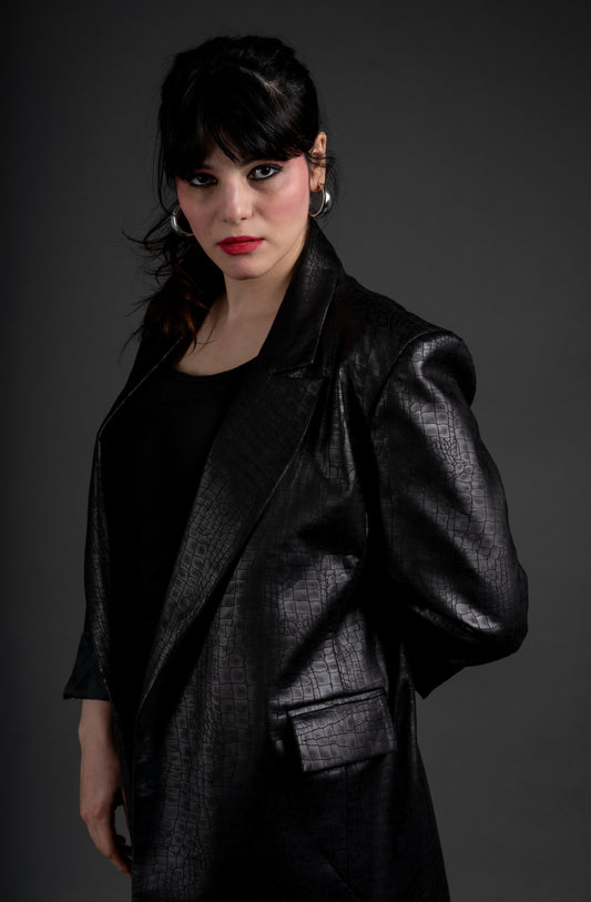 Leather-like finish blazer