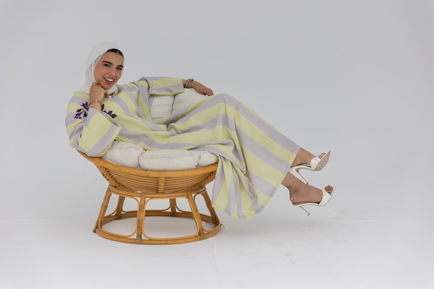 Lavender Stripe Kaftan Dress