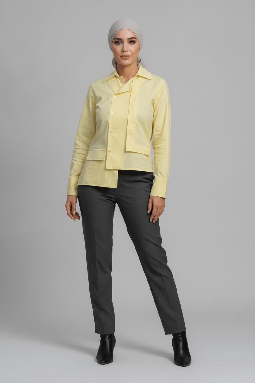 Butter Yellow Asymmetrical Shirt