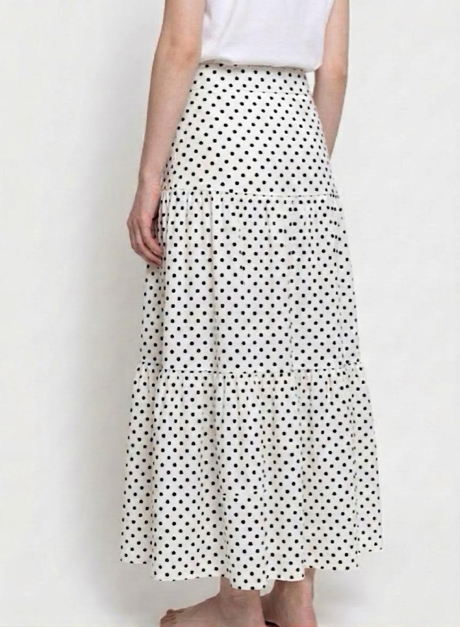 Classic Polka Dot Tiered Maxi Skirt
