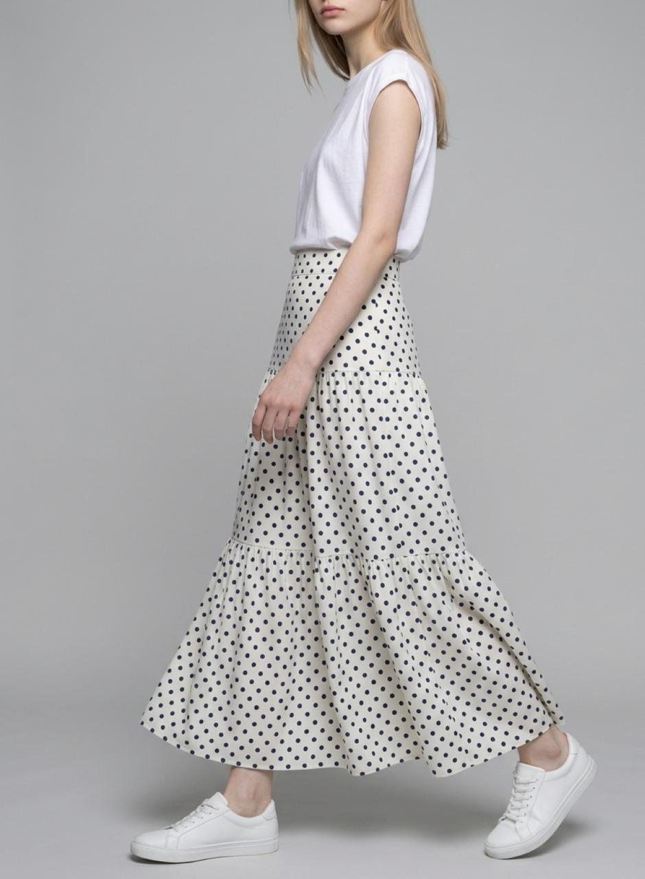 Classic Polka Dot Tiered Maxi Skirt