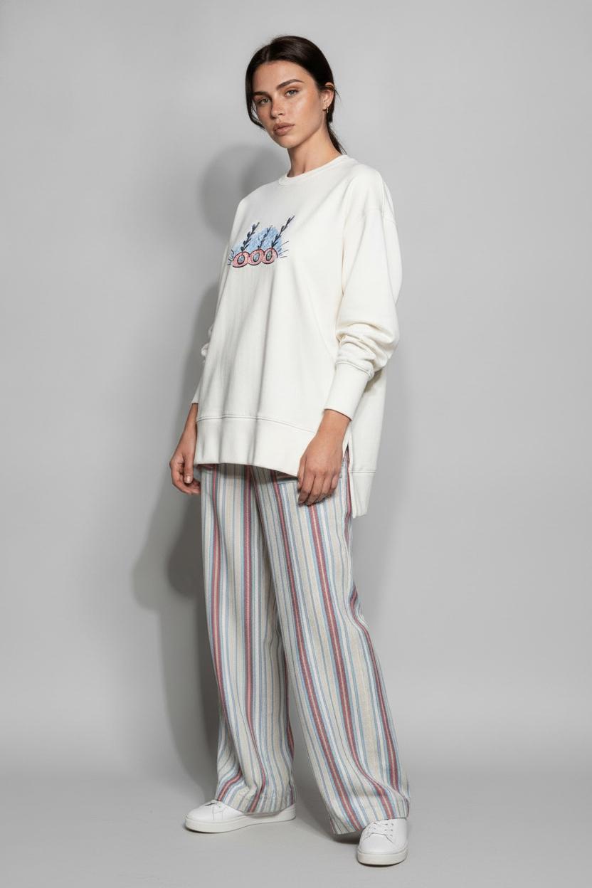 Bloom line Sweatshirt - Cream Beige