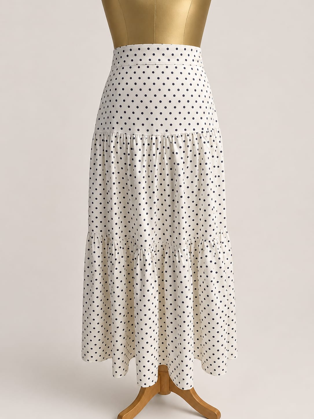 Classic Polka Dot Tiered Maxi Skirt